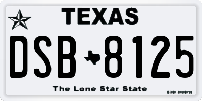 TX license plate DSB8125