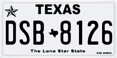 TX license plate DSB8126