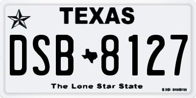 TX license plate DSB8127