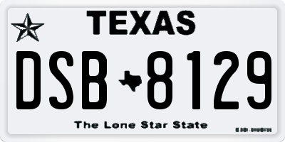 TX license plate DSB8129