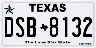 TX license plate DSB8132