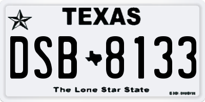 TX license plate DSB8133