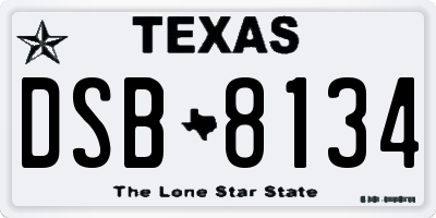 TX license plate DSB8134