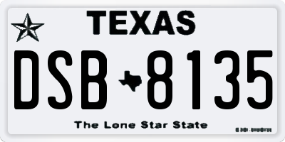 TX license plate DSB8135