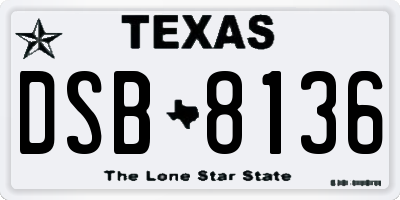 TX license plate DSB8136