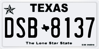 TX license plate DSB8137