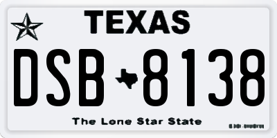 TX license plate DSB8138