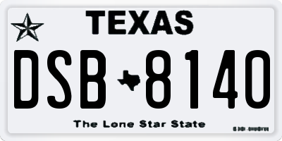 TX license plate DSB8140