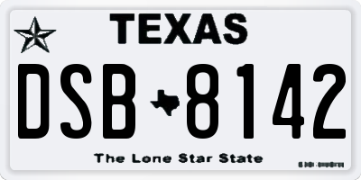 TX license plate DSB8142