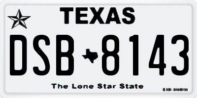 TX license plate DSB8143