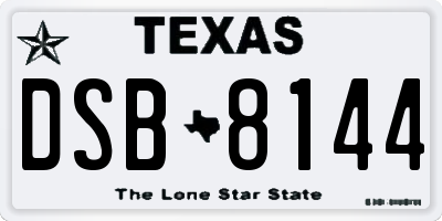 TX license plate DSB8144