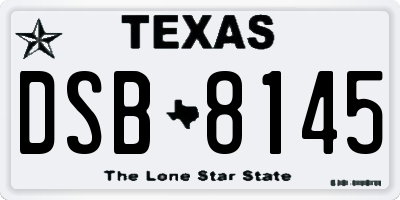 TX license plate DSB8145