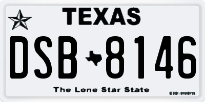 TX license plate DSB8146