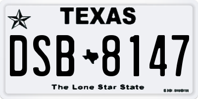 TX license plate DSB8147
