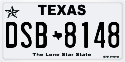 TX license plate DSB8148