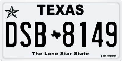 TX license plate DSB8149