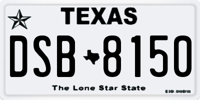 TX license plate DSB8150