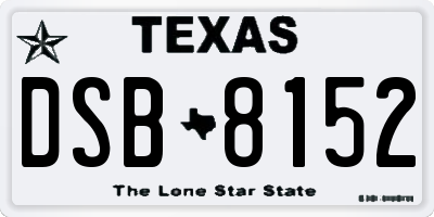 TX license plate DSB8152