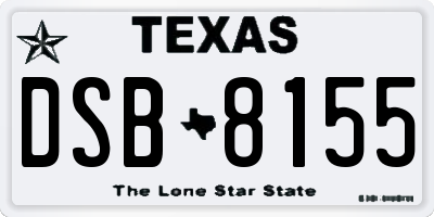 TX license plate DSB8155