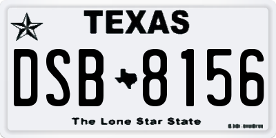 TX license plate DSB8156