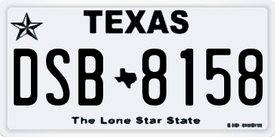 TX license plate DSB8158
