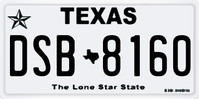 TX license plate DSB8160