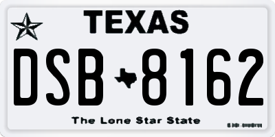TX license plate DSB8162