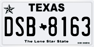 TX license plate DSB8163