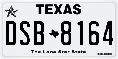 TX license plate DSB8164
