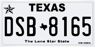 TX license plate DSB8165