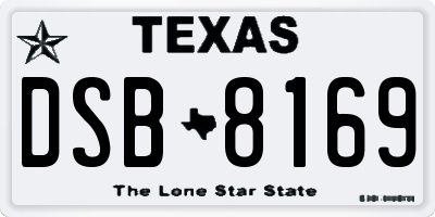 TX license plate DSB8169