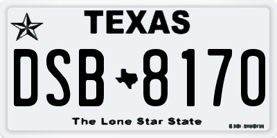 TX license plate DSB8170
