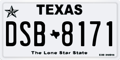 TX license plate DSB8171