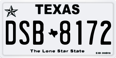 TX license plate DSB8172