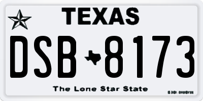 TX license plate DSB8173