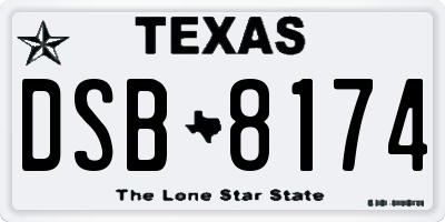 TX license plate DSB8174