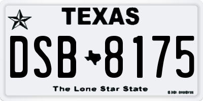 TX license plate DSB8175