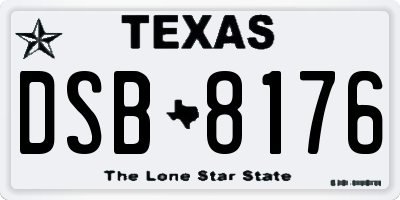 TX license plate DSB8176