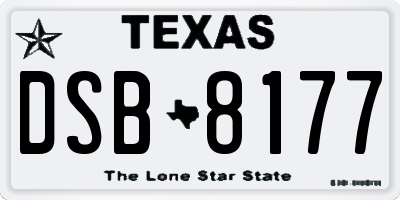 TX license plate DSB8177