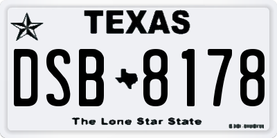 TX license plate DSB8178