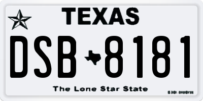 TX license plate DSB8181