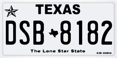 TX license plate DSB8182