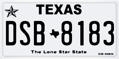 TX license plate DSB8183