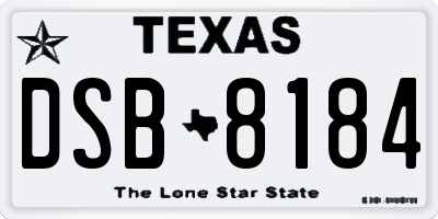 TX license plate DSB8184