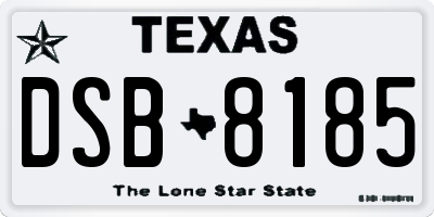 TX license plate DSB8185