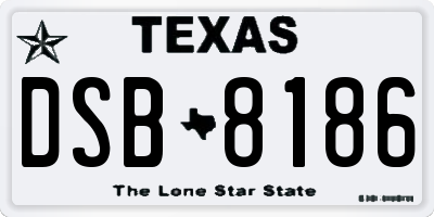 TX license plate DSB8186