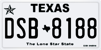 TX license plate DSB8188