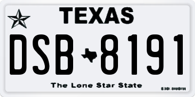 TX license plate DSB8191