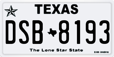 TX license plate DSB8193