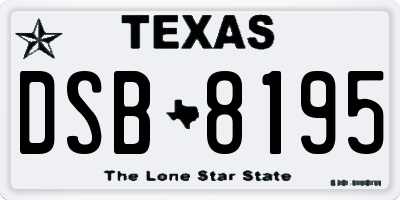 TX license plate DSB8195